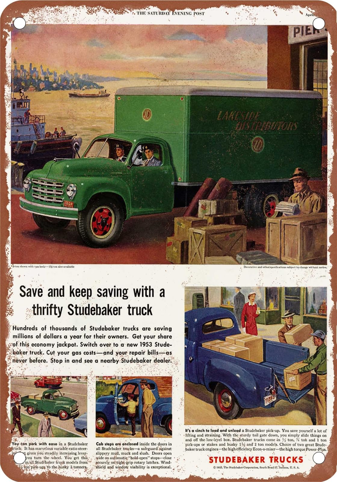 Miaomansenstore Metal Sign - 1953 Studebaker Trucks Vintage Ad 06 - Old Retro Rusty Look Home Decor