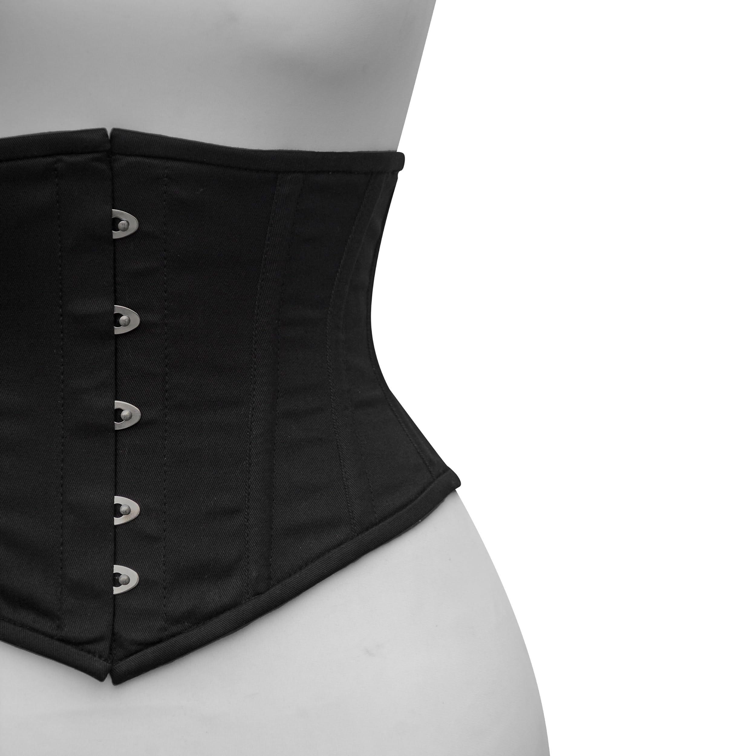 Corsetto sottoseno in cotone twill nero e nudo in acciaio disossato Waspie Waist Trainer per le donne Clessidra Fit Shapewear Vita Cincher Allacciatura stretta