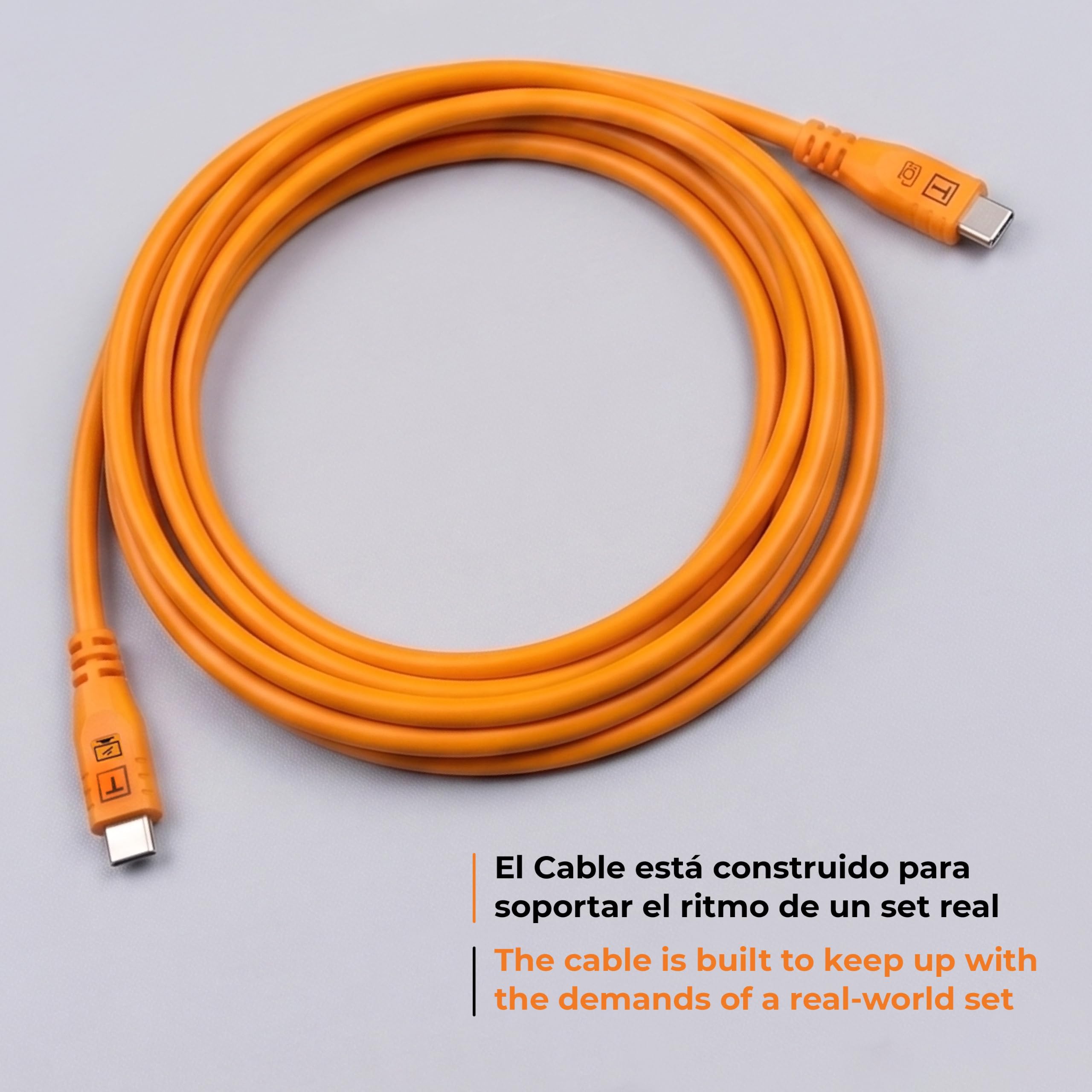 Tether Tools TetherPro Optima - Transferencia de datos exclusiva USB de 10 G, cable recto a recto de 3 m, color naranja