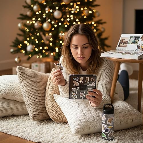 Miniatura 7 de Calcomanías de animales para Kindle, niños, zoológico, animales, botellas de agua, álbum de recortes, impermeable, 50 unidades