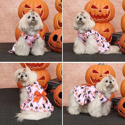 Miniatura 3 de CuteBone Vestido negro de lujo para perro, falda de cachorro, tutú bordado brillante con lazo, ropa para mascotas para boda, fiesta de cumpleaños,
