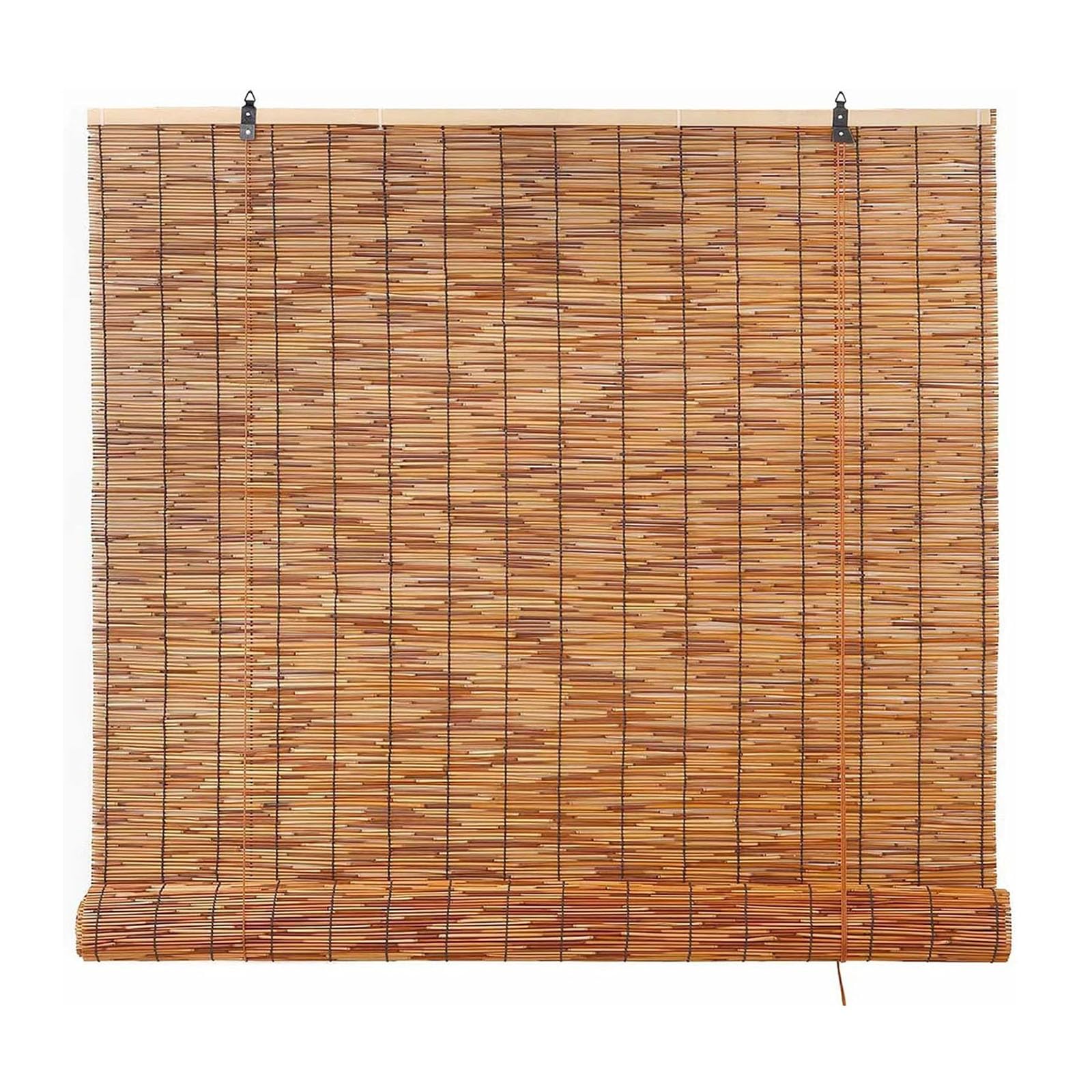 WZDXFNLD Patio Bamboo Blind, Cordless Blackout Roller Blinds, Roman Roll Up Shades for Windows, Indoor Outdoor Waterproof Shade Privacy Curtains Custom sizes