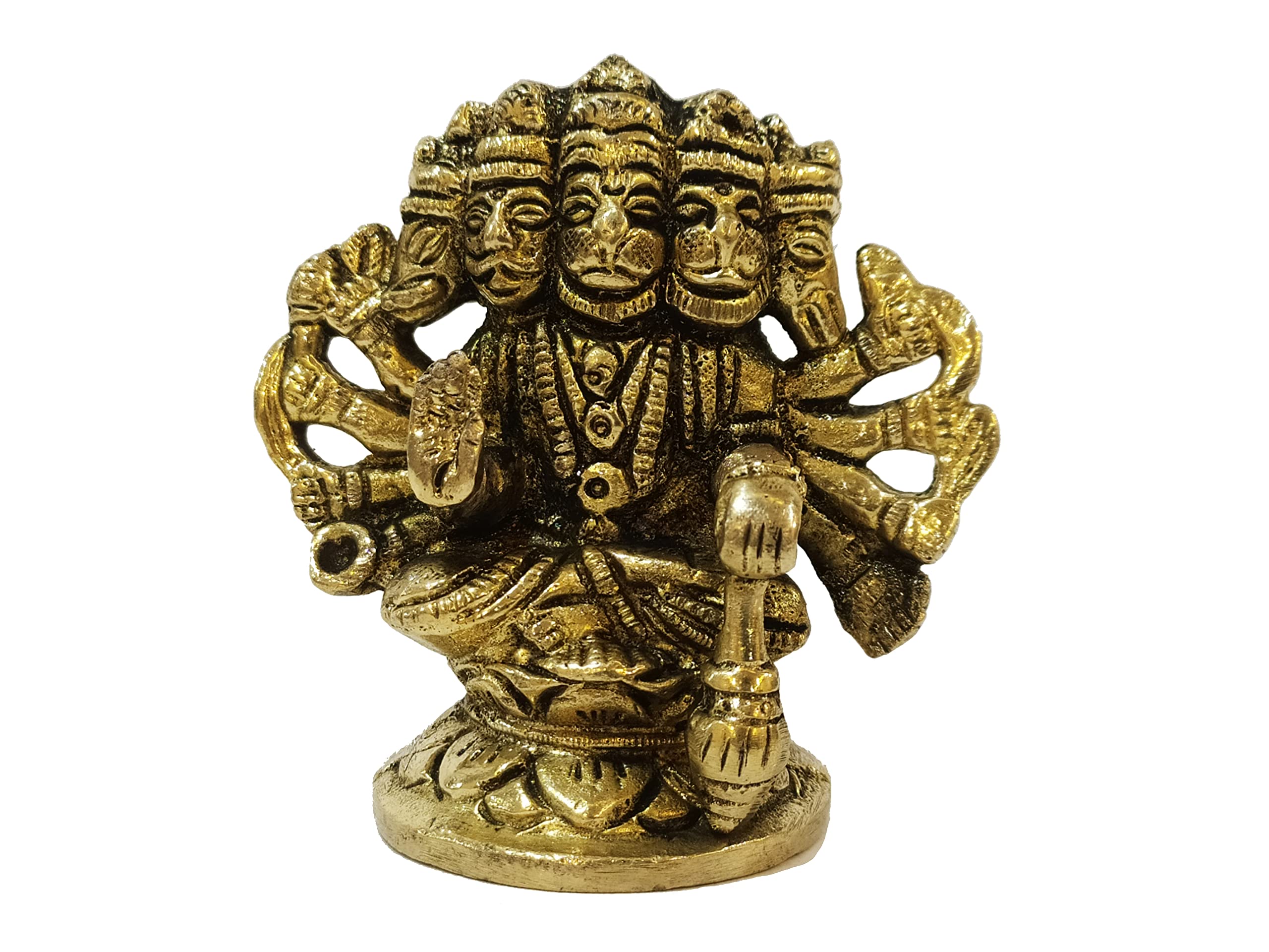 GenericYAABEE Bronze Panchmukhi Hanuman Murti Idol Statue Bajrang Bali for Home Pooja Room & Mandir Puja