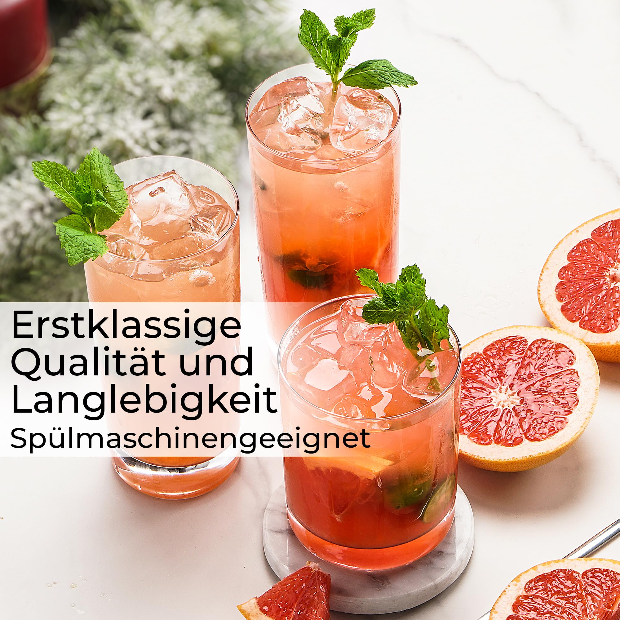 MIAMIO - Trinkgläser Set/Wassergläser Set (12 Stück) - spülmaschinenfest | Trinkgläser / Glas Set für Wasser, Saft und Getränke, Gläser Set für den Alltag (6x370ml, 6x 450ml)