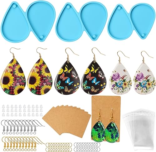 Moldes de silicona para pendientes epoxi 113 piezas de resina en forma de lágrima moldes de joyería de resina para pendientes de resina epoxi