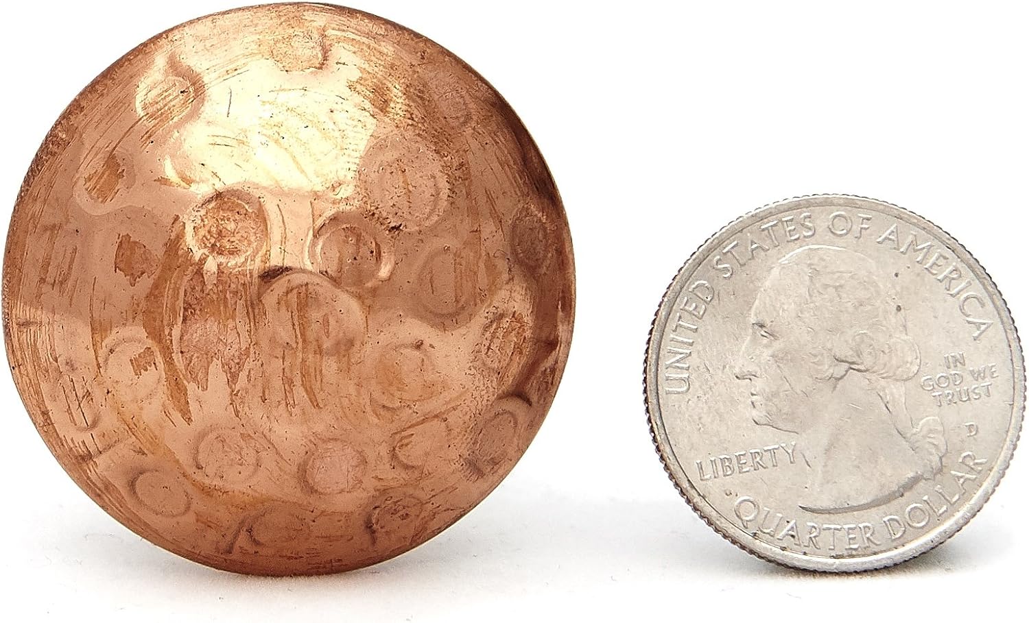 Shabby Restore Hammered Copper Round Head Drawer, Cabinet Knob Pull - Pack of 12