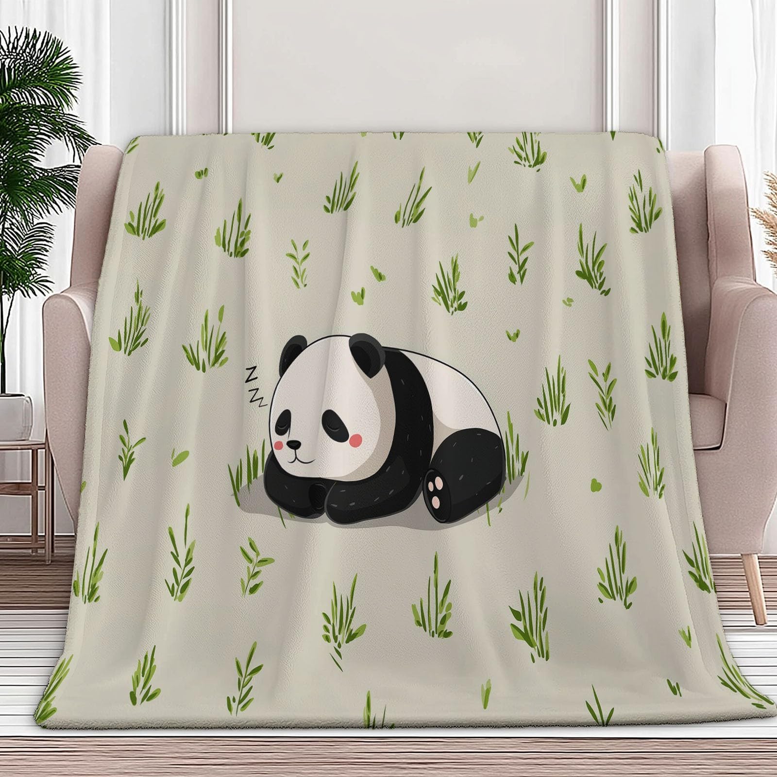 Plaid Couverture Panda Animal De Dessin Animé 180x220 cm Plaid Polaire Flanelle Imprimée 3D Douce Chaude pour Canapé et Lit, Couverture Polaire Décorative Salon et Chambre