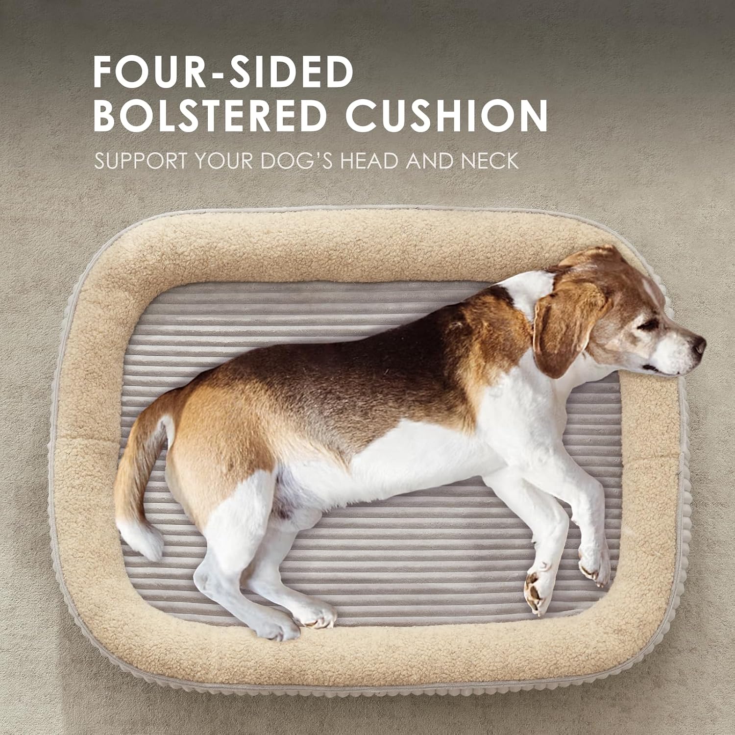review Orthopedic Dog Bed for Medium Dogs, Sofa Dog Bed with Egg Crate Foam, Washable Dog Bed with Removable Cover and Non-Slip Bottom, 4-Sided Bolster Cushion Pet Bed, Gray