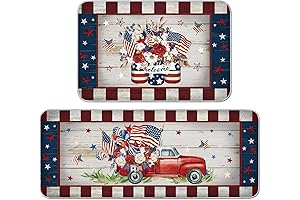 2 Pieces 4th of July Small Outdoor Rug Patriotic Truck and Jar...