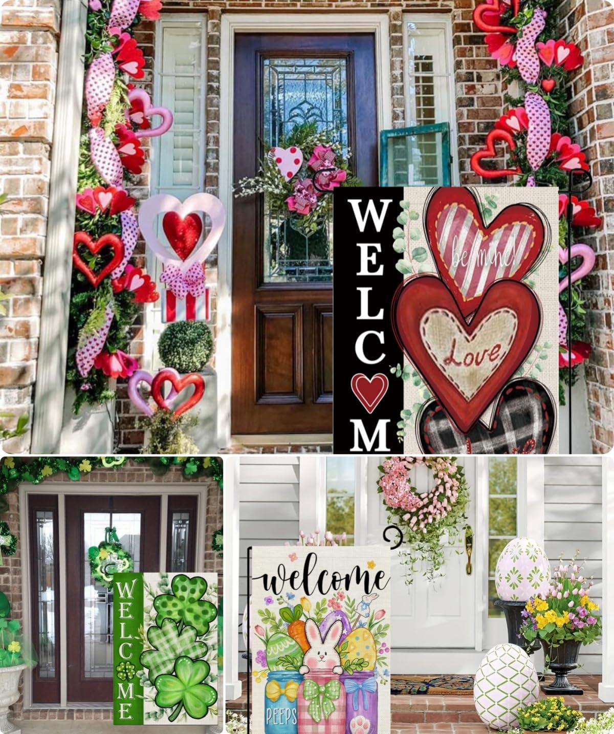 3 Pack Happy Valentines Day Garden Flag St Patricks Day Garden Flag Easter Garden Flags 12 x 18 inch Double Sided Outside decorations,Holiday Small Garden Flags For Outdoor Yard Lawn - Image 2