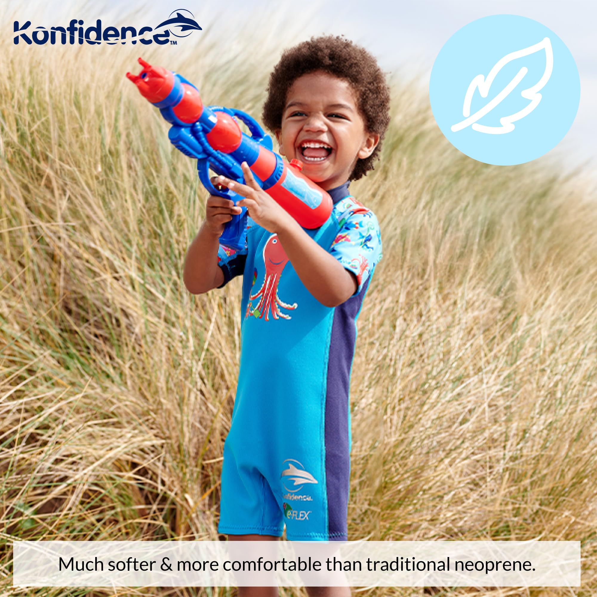 Konfidence Warma™ Muta da bagno per bambini, ultra flessibile, e-Flex™, per calore e comfort, UVPF 50+ Costumi da bagno per bambini per spiaggia, vacanze e piscine