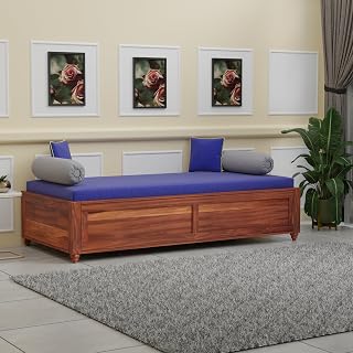Solid Sheesham Wood Diwan Bed with Storage, 3 Seater Sofa Couch, Divan Cot for Home Hall Divan Bed for Living Room, Without Mattress and Without Pillow - Honey Finish
