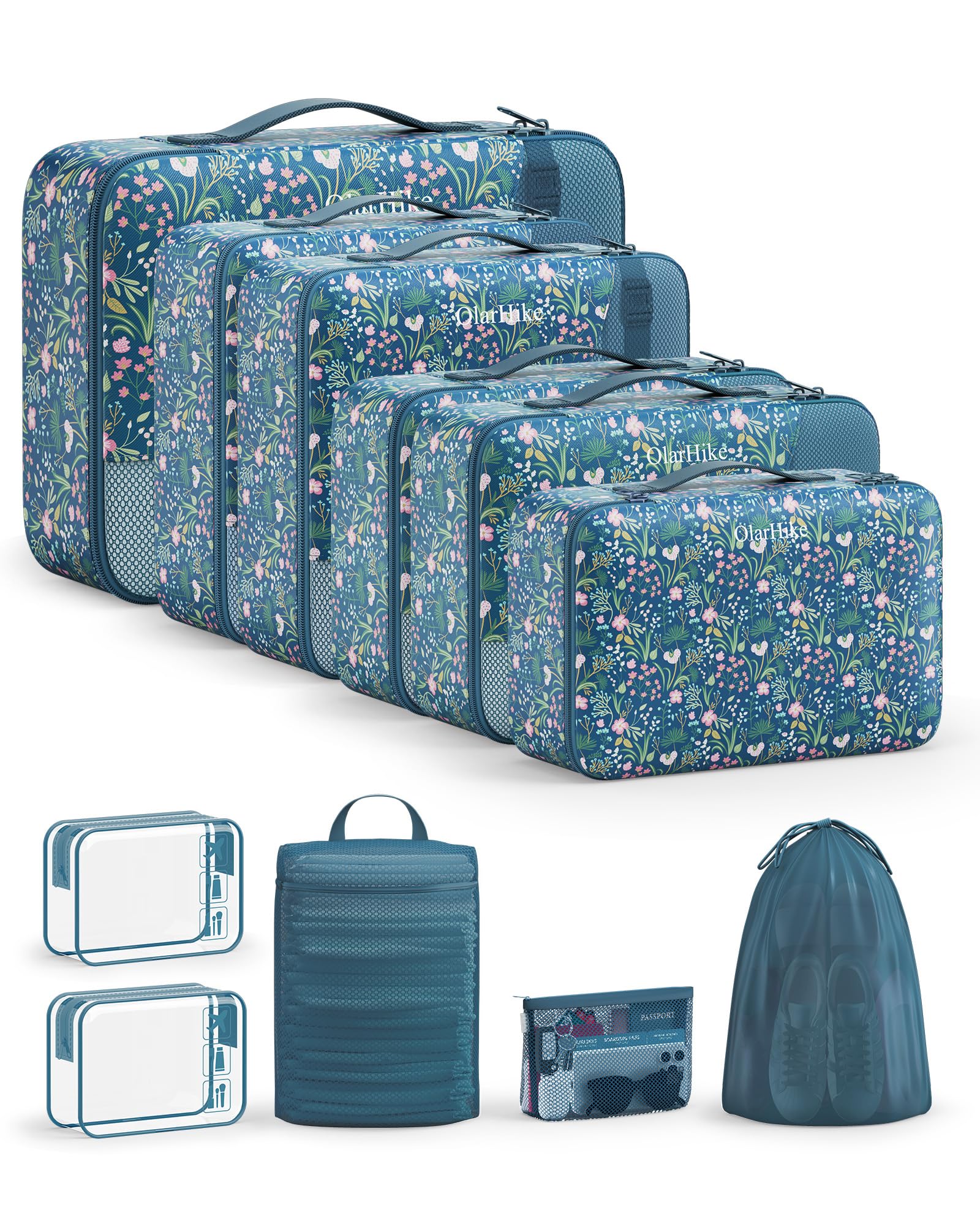 11 Set Packing Cubes for Travel,Gifts for Women Mom Kids,TSA Approved Bags for Makeup,Cosmetic,Toiletry, Suitcase Organizers for Checked Luggage,