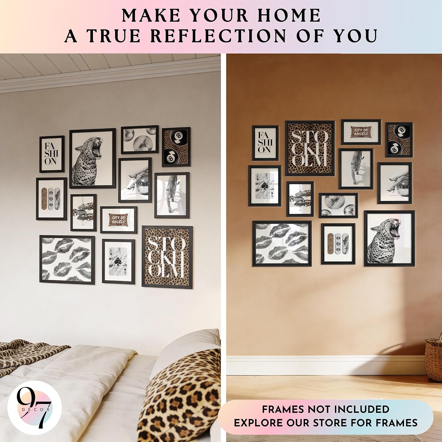 97 Decor 12 Pcs Trendy Leopard Wall Art - Cheetah Wall Decor For Bedroom, Stockholm Posters For Room Aesthetic, Funky Preppy Art Prints Cute Pictures For College Girls Dorm Decorations (Unframed)