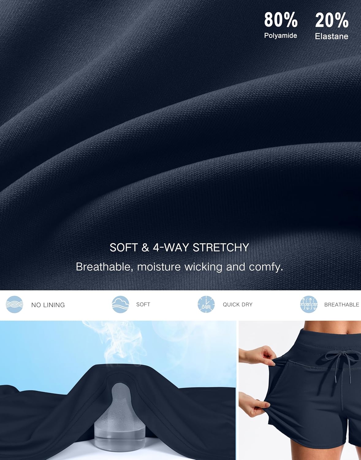 Soothfeel Women's Athletic Running Shorts with Pockets 3.5" Quick Dry High Waisted Workout Active Gym Shorts for Women - Image 5