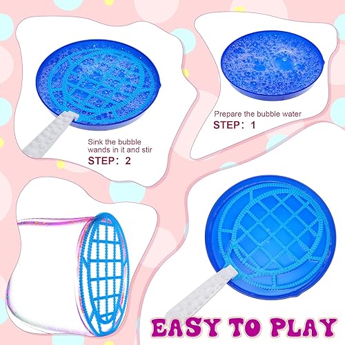 Miniatura 5 de Lenwen Juego de 99 varitas de burbujas grandes, varitas de burbujas gigantes a granel con bandeja, fabricante de burbujas grande, tamaño mixto,