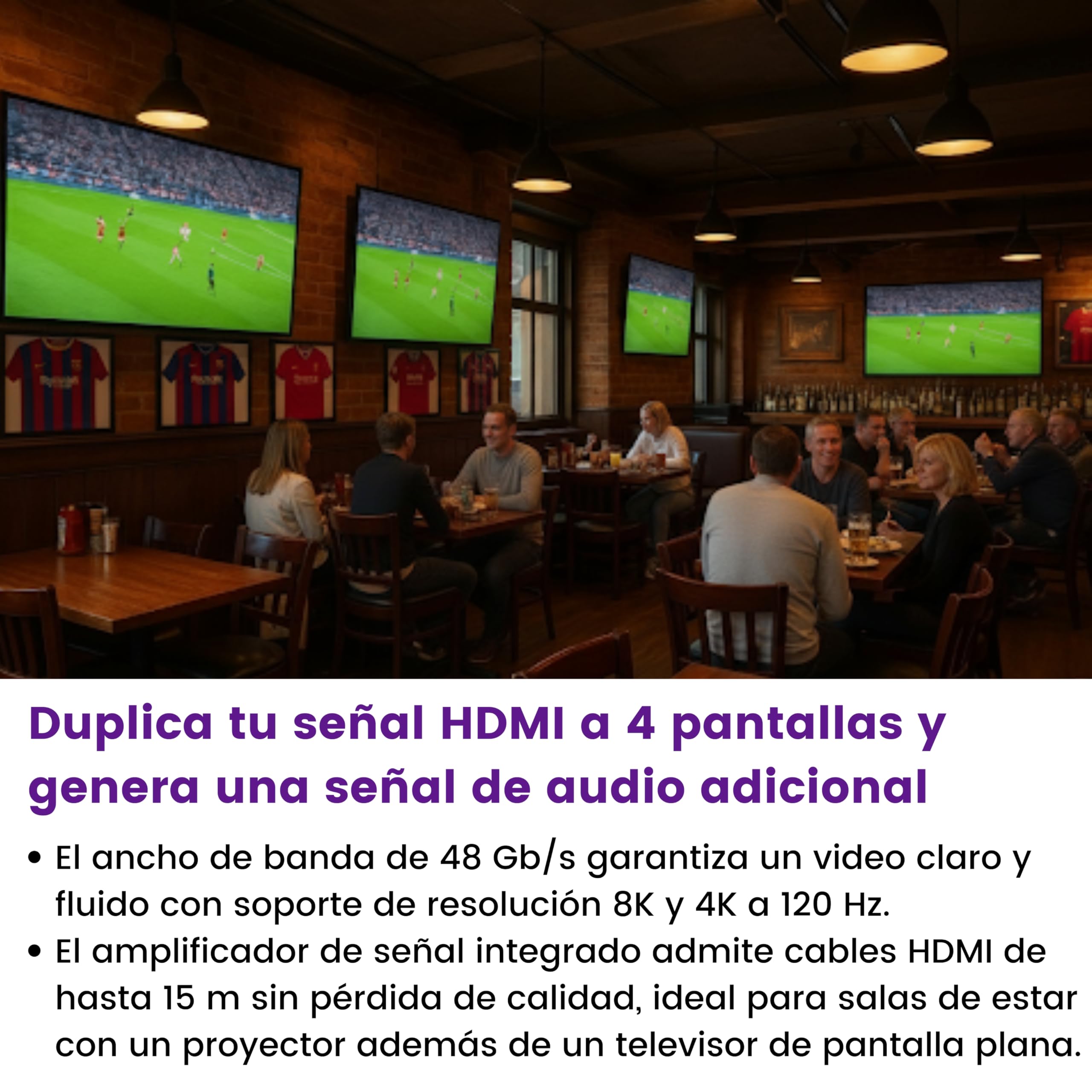 Marmitek Split 814 Pro - Splitter HDMI 8K60 4K120 1 Entrada 4 Salidas HDR | Distribuidor HDMI 2.1 con extractor audio, EDID, downscaler, HDR10+, Dolby Vision, 48 Gbps, HDCP 2.3, DTS-HD y metal