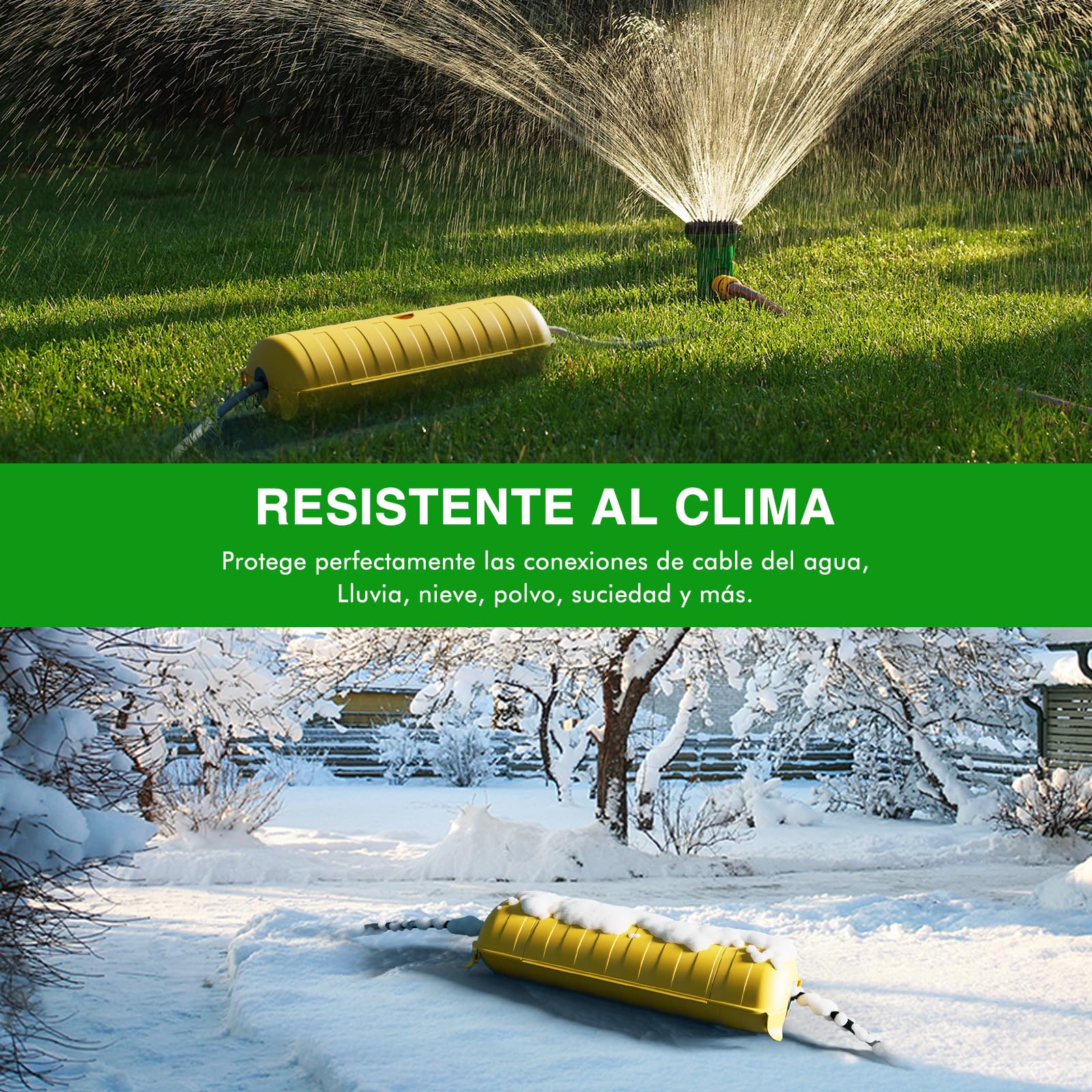 RESTMO Caja de Cables Eléctrica Impermeable IP44 para Exteriores, Caja de Protección Grande de Enchufe para Cable de Extensión, Resistente a la Intemperie, Herramienta Eléctrica, 29x11x7.5cm, Amarillo