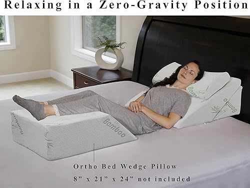 Miniatura 9 de Almohada de cuña para cama  Sistema de cojín inclinado de espuma viscoelástica de gel de enfriamiento plegable ajustable para piernas y almohada de