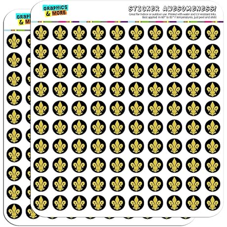 Fleur de Lis Gold on Black Planner Stars Stickers