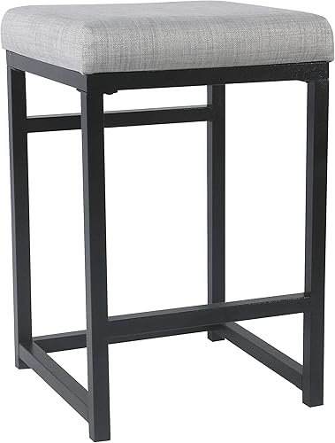 HomePop Decoración del hogar  Taburete moderno de 24 pulgadas  Taburetes de bar con marco de metal sin respaldo  Muebles decorativos para el hogar,