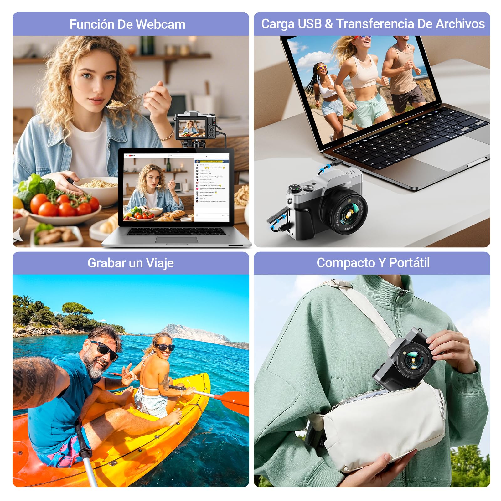 Cámara Digital con WiFi 4K 64MP Cámara de Fotos Digital con Pantalla Abatible 3″ 180°, Zoom Digital 16X, Autofoco, 2 Baterías y Tarjeta 32GB para Adolescentes, Principiante, Vlogging, Grabación