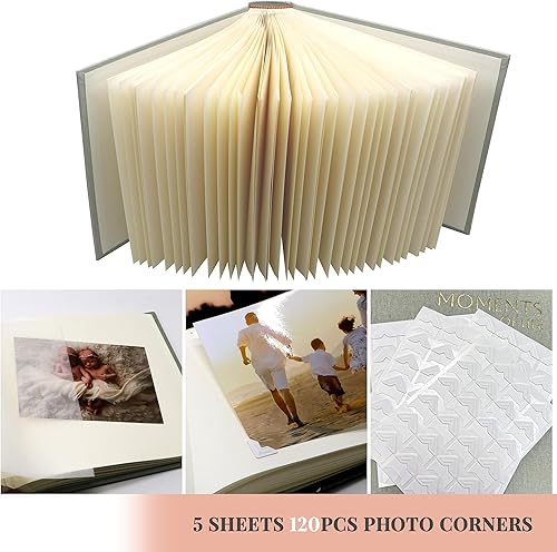 Miniatura 6 de DIY Scrapbook Album 80 pages with Writing Space for Multiple Sizes, 3x5, 4x6, 5x7, 6x8 pictures for Family, Friends, Graduation, Wedding, Acid Free