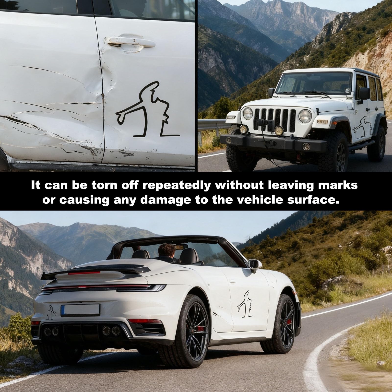 4 Stücke Lustige Autoaufkleber,Autolack-Kratzer-Erinnerungsaufkleber,eflektierende Aufkleber für Autos,Wütender Mann Kratzer Erinnerung Autoaufkleber,Auto Aufkleber Groß Zum Aufkleben Neben Einem - 5