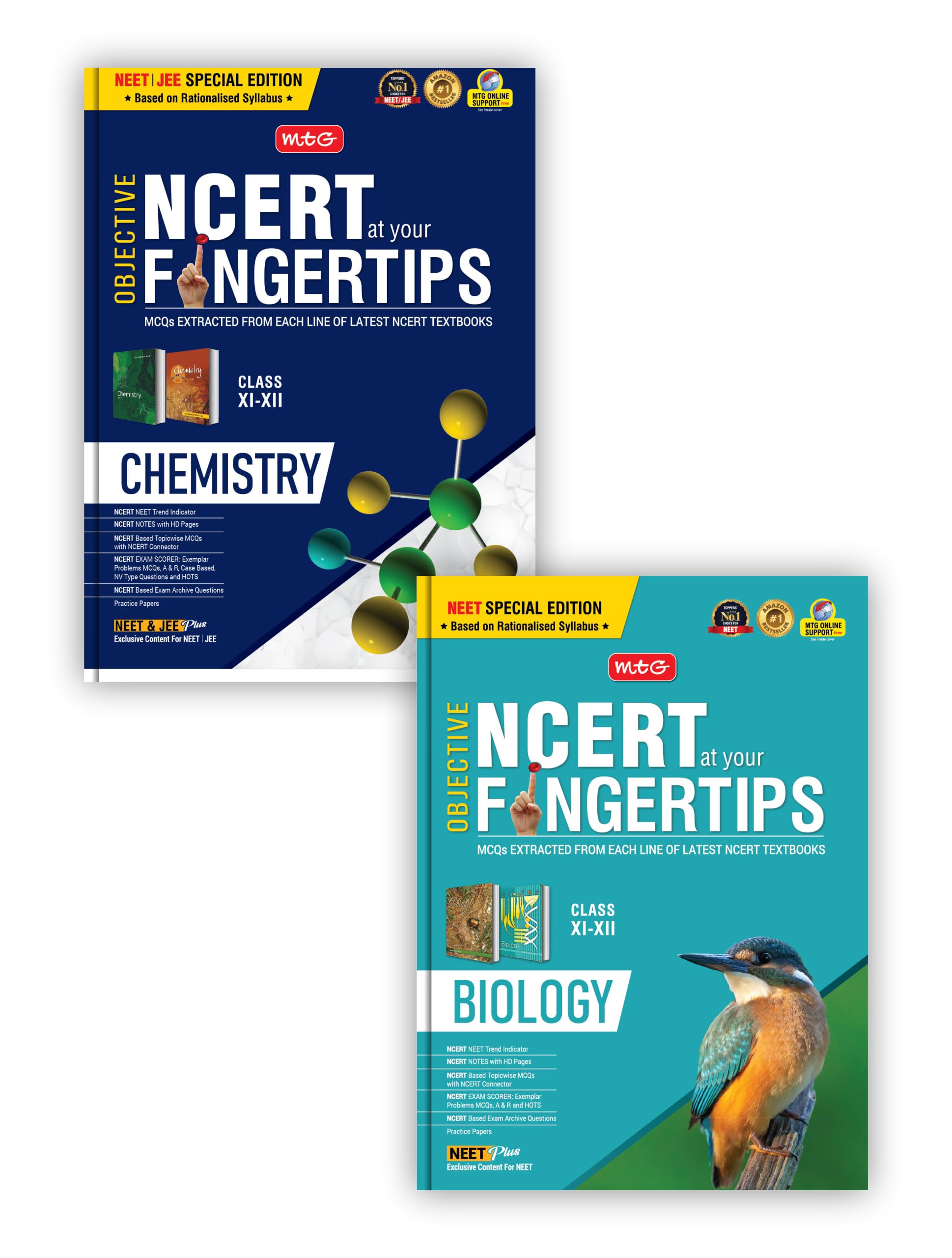 MTG Objective NCERT at your FINGERTIPS For NEET - Chemistry, Biology (Set of 2 Books) | NCERT NEET Trend Indicator | NEET Books (Based on NMC NEET Rationalised Syllabus - Latest & Revised Edition 2024-2025)