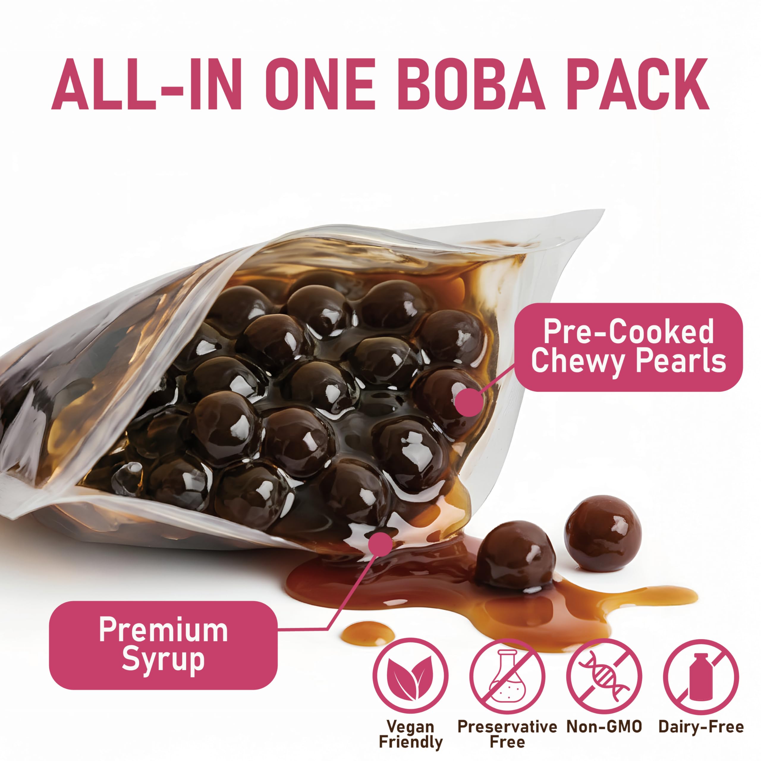 O's Bubble BOBA Party Kit 3.0 - Kit de té Boba todo en uno con Boba masticable - Sabores mixtos - Incluye tazas, popotes, agitador - 6