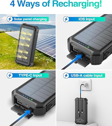 Miniatura 3 de LATIMERIA Cargador solar de 45800 mAh, cargador de teléfono portátil con entrada USB C, panel solar de carga rápida 5V3.1A QC 3.0 para teléfono