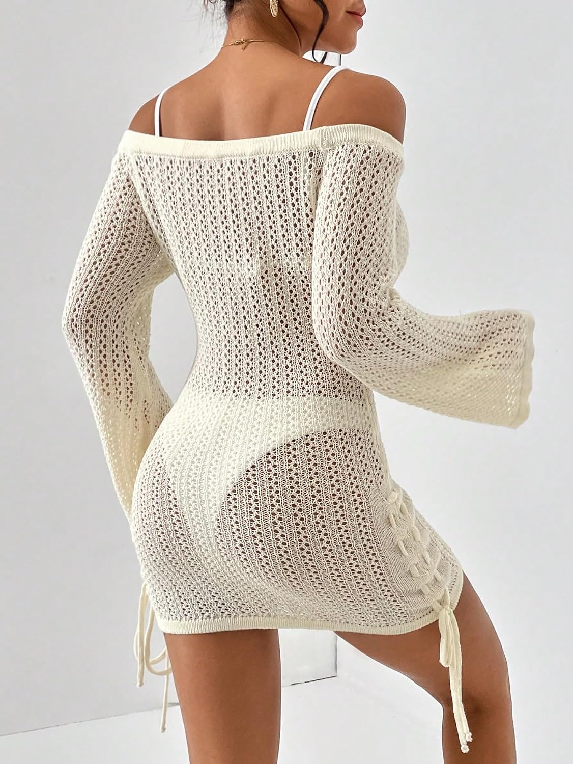 swimsuit coverup for women Off Shoulder Knot Side Cover Up Dress Without Bikini Summer