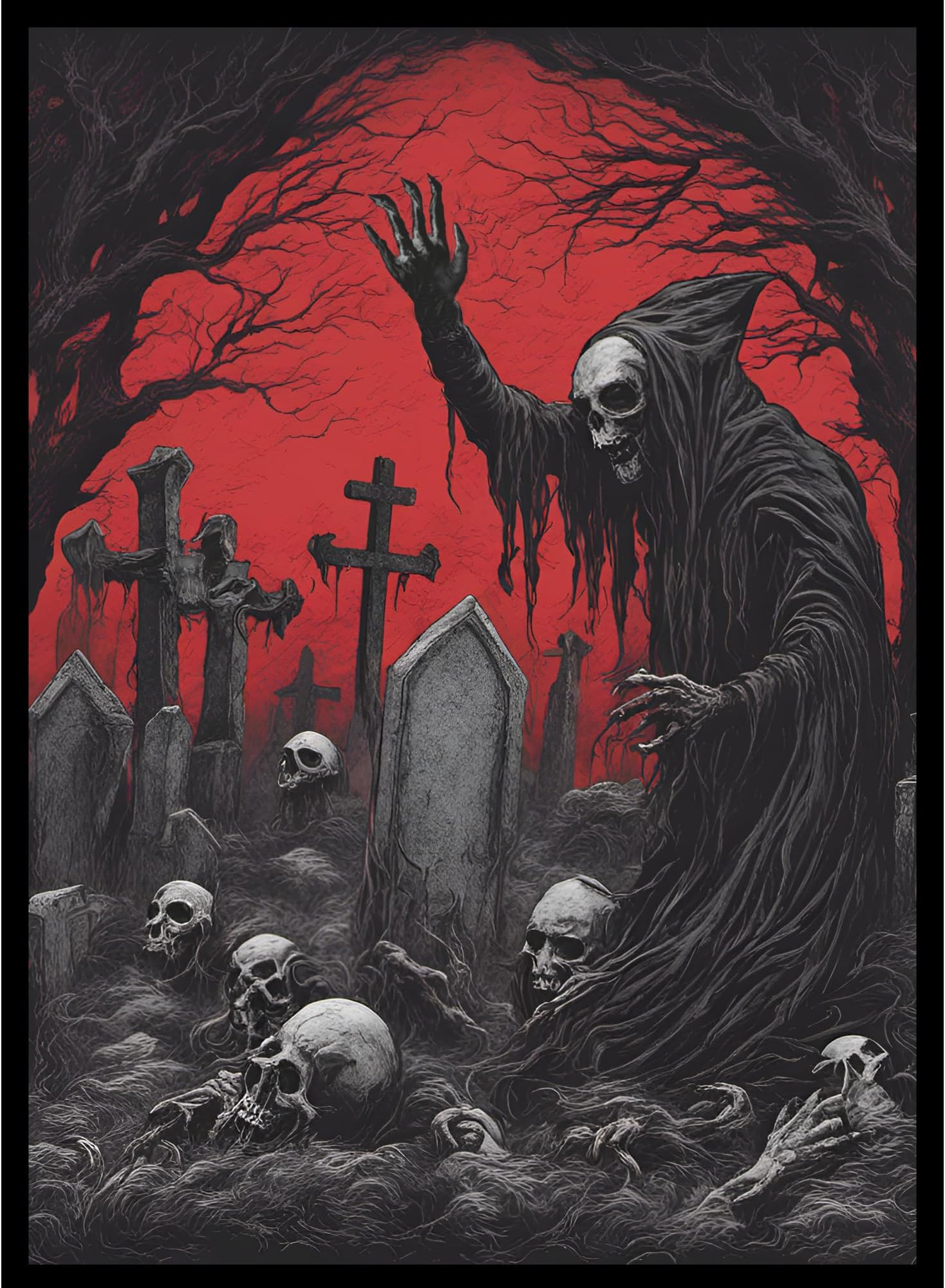100ct Matte TCG/MTG Art Card Sleeves (Red/Black Necromancer)