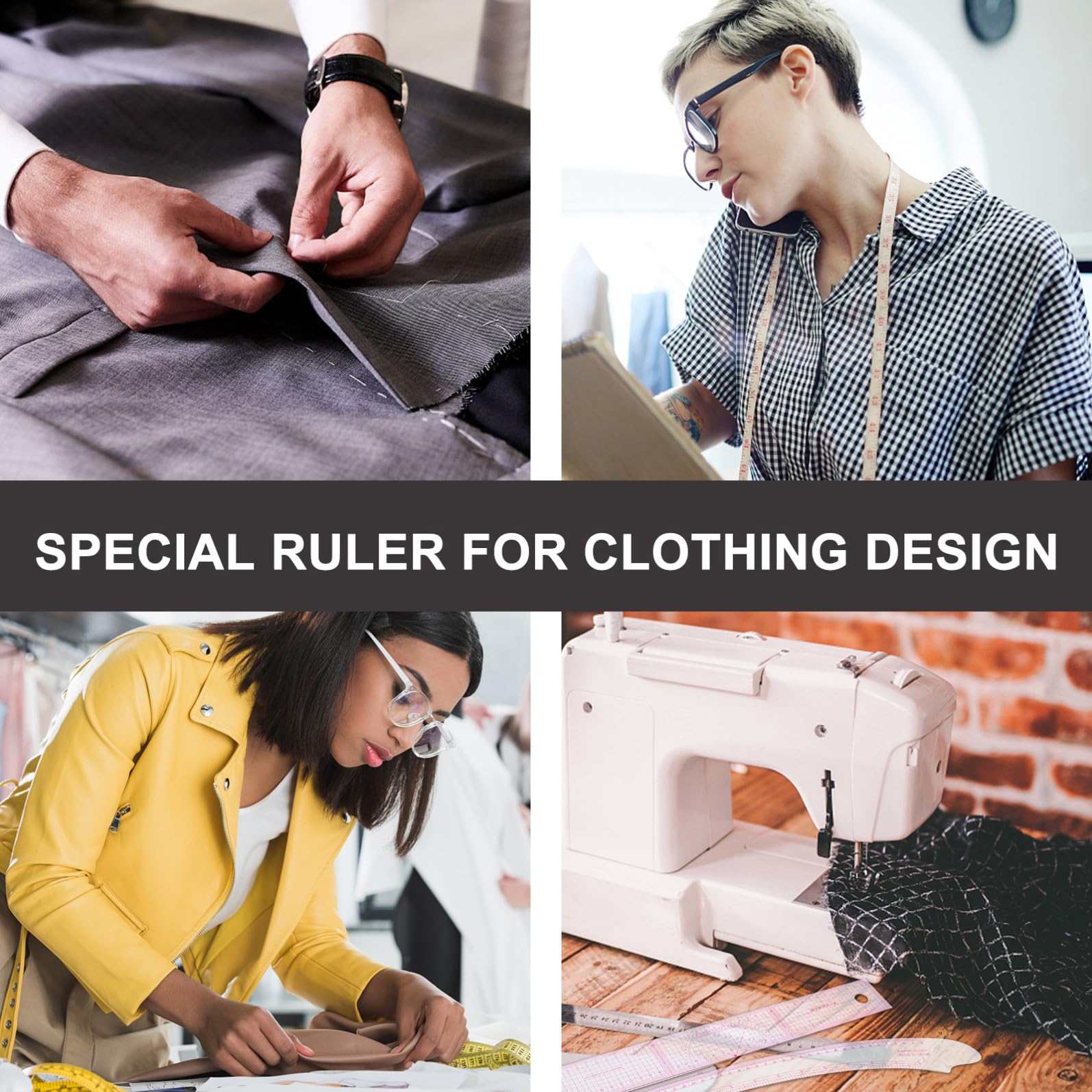 Homoyoyo Juego de Reglas de Costura de Precisión para Corte y Confección de Ropa, Material Pet Rosa, Mejora la Eficiencia y Simplifica el Trabajo de Costura en Confección Personal