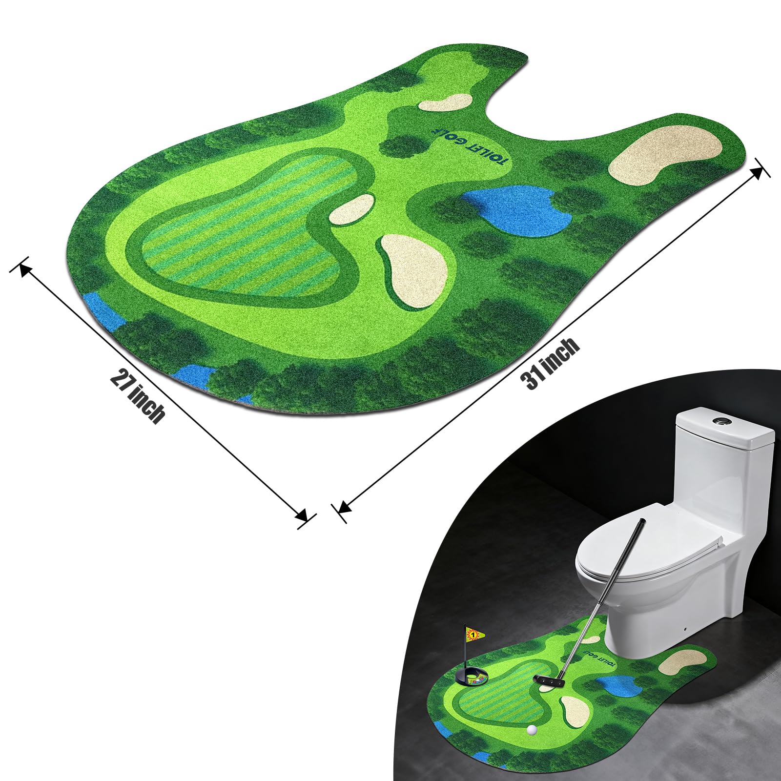 Toilet Golf Game, Mini Golf That Can Be Played in The Bathroom - Wonderful Toilet Time, Gag Gifts,Funny White Elephant Gift, Prank Gift for Dad Husband, Boyfriend, Men