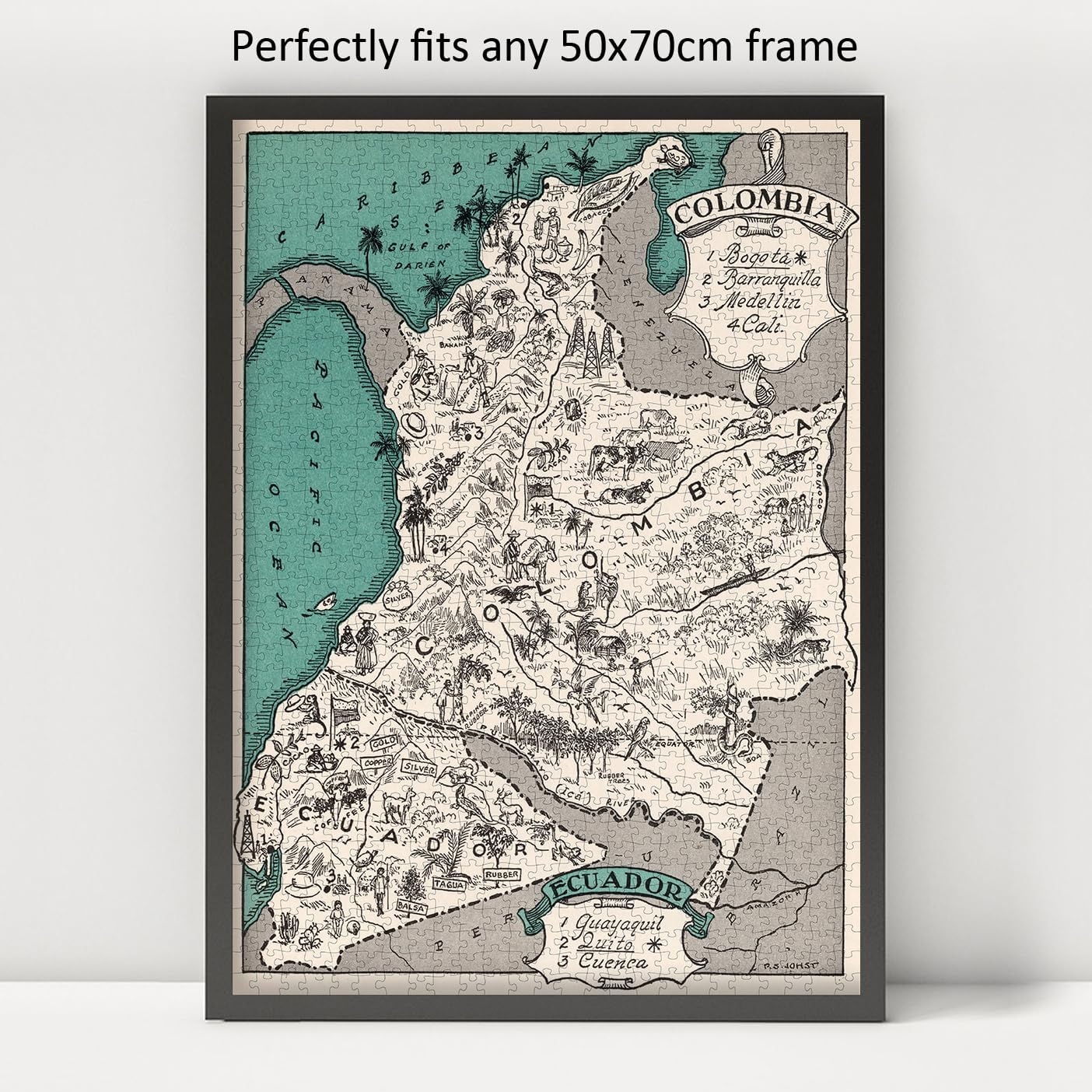 Map of Colombia and Ecuador | 1000 Piece Adult Jigsaw Puzzle | Colombia Puzzle | Ecuador Puzzle