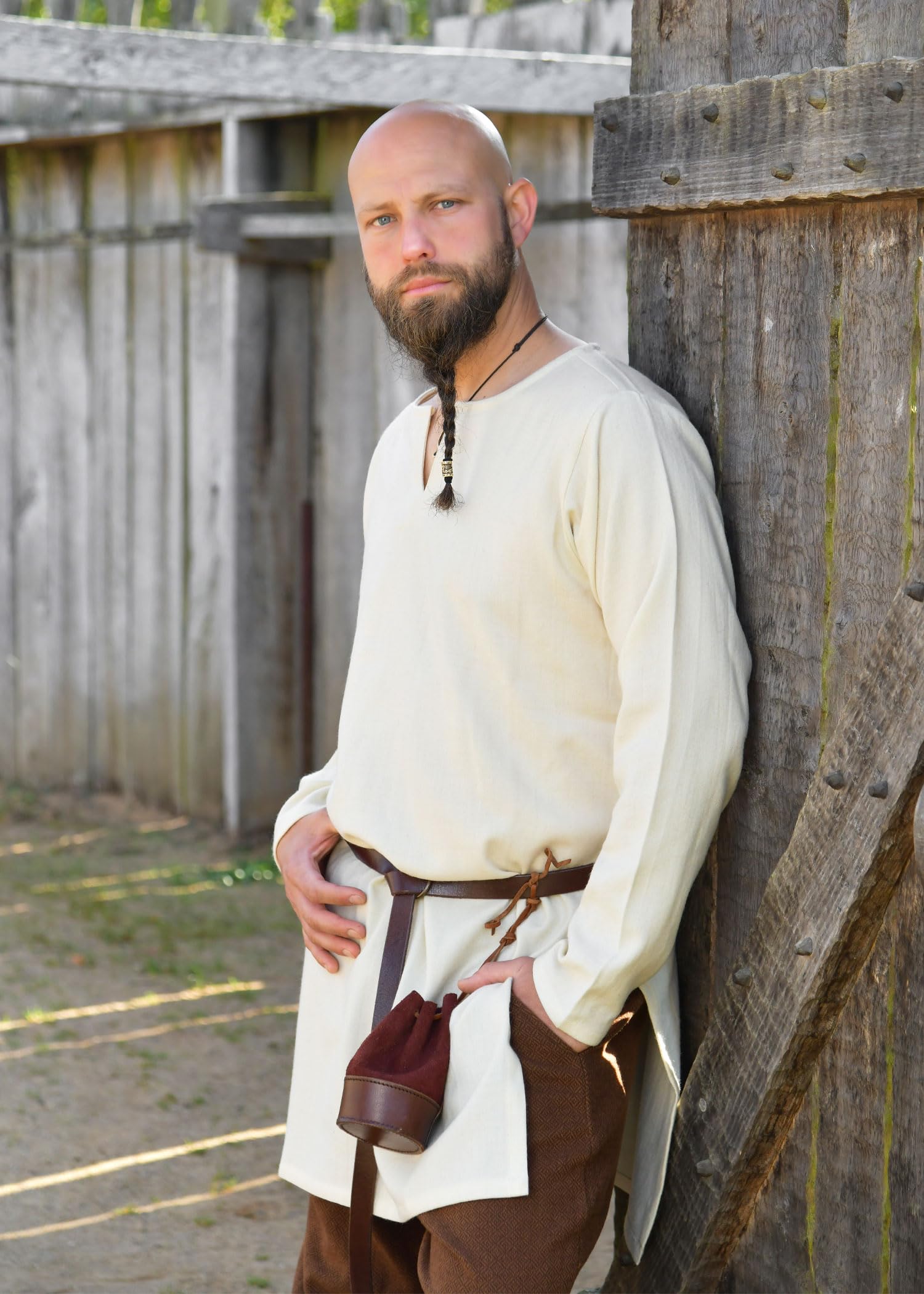 Battle-Merchant Wikinger Tunika Bjane aus Wolle, Herren | Langarm, schlichtes Mittelalter Hemd, für Reenactment, LARP & Fantasy Cosplay