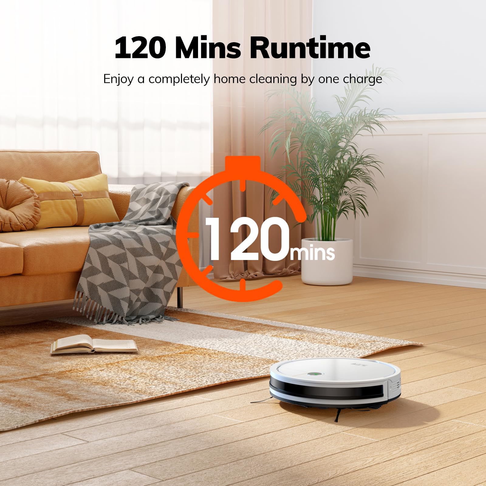 ILIFE V2 Robot Aspirador, aspiración sin enredos, autonomía de 120 Minutos, Aspirador Robot Delgado con Carga automática, Ideal para Pelo de Mascotas y Suelos Duros