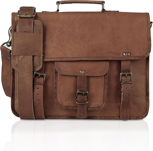 KPL Vintage 15 pulgadas Laptop Messenger Bag maletín Satchel bolsa portátil para hombres y mujeres, Marrón desteñido, Duradero, vintage