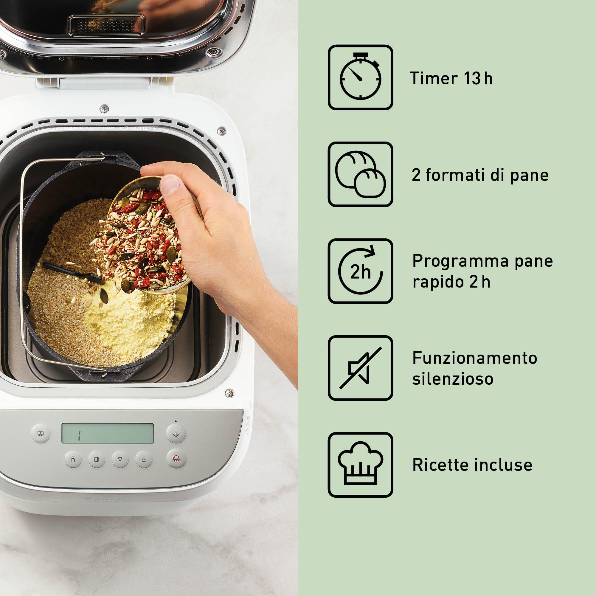 Panasonic SD-ZP2000WXE Macchina per il Pane Artigianale a Pagnotta Croccante, Cottura Senza Glutine, Doppio Sensore di Temperatura, 18 Programmi Automatici, Bianco