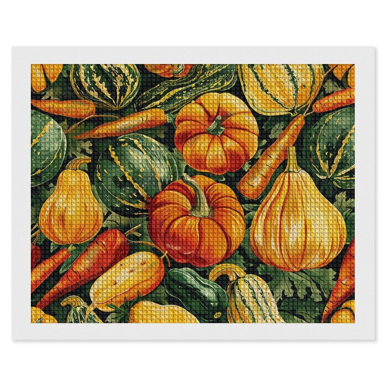 NONHAI Diamond Painting Kits for Adults - DIY Diamond Art Kits for Beginners - Full 5D Paint Drill Diamond Dots Paintings- Pumpkin and Carrot Diamonds Pictures Gem Art and Craft Wall Decor 16"x20"