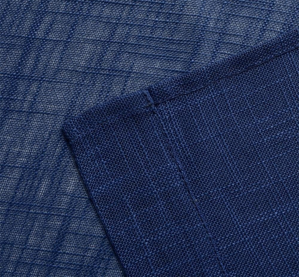 MIUCO Semi Sheer Curtains Poly Linen Textured Solid Grommet Curtains 84 Inches Long for French Doors 2 Panels (2 x 37 Wide x 84" Long) Navy Blue