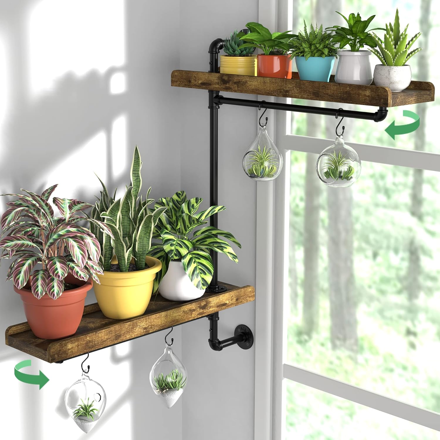 GDLF Window Plant Shelves Industrial Pipe Swivel Shelving