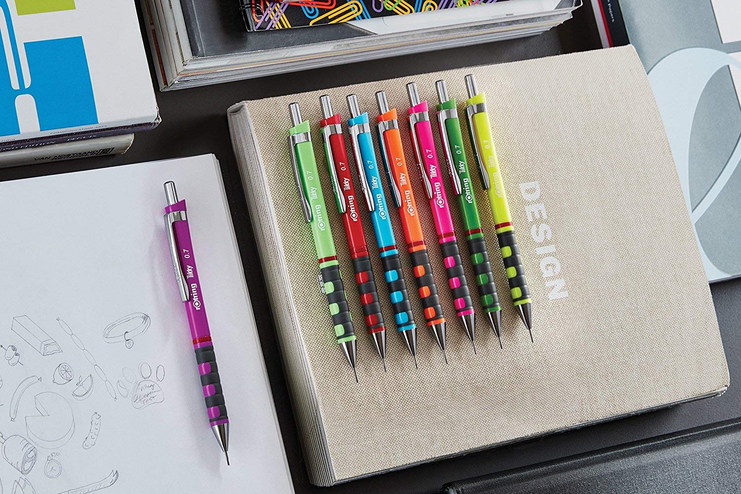 rOtring Tikky - Portaminas HB de 0,70 mm, azul claro, caja de 12