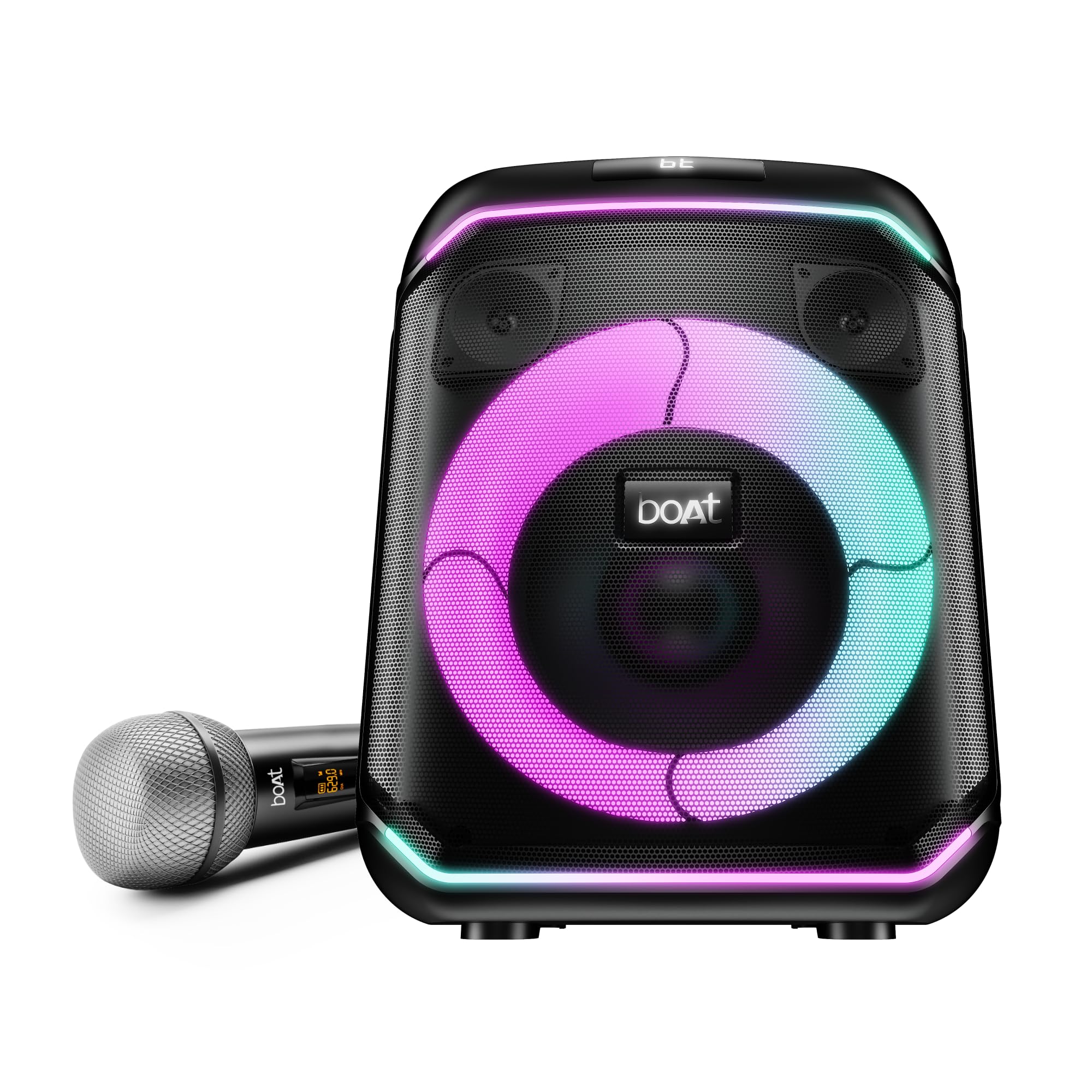 boAt 2026 Launch PartyPal 230 with Karaoke Auto Tuner, 90W Output, 1 UHF Wireless Microphone, Vibrant RGB LEDs, App Support, TWS Mode & Multi-Compatibility Bluetooth Party Speaker (Charcoal Black)-image-24