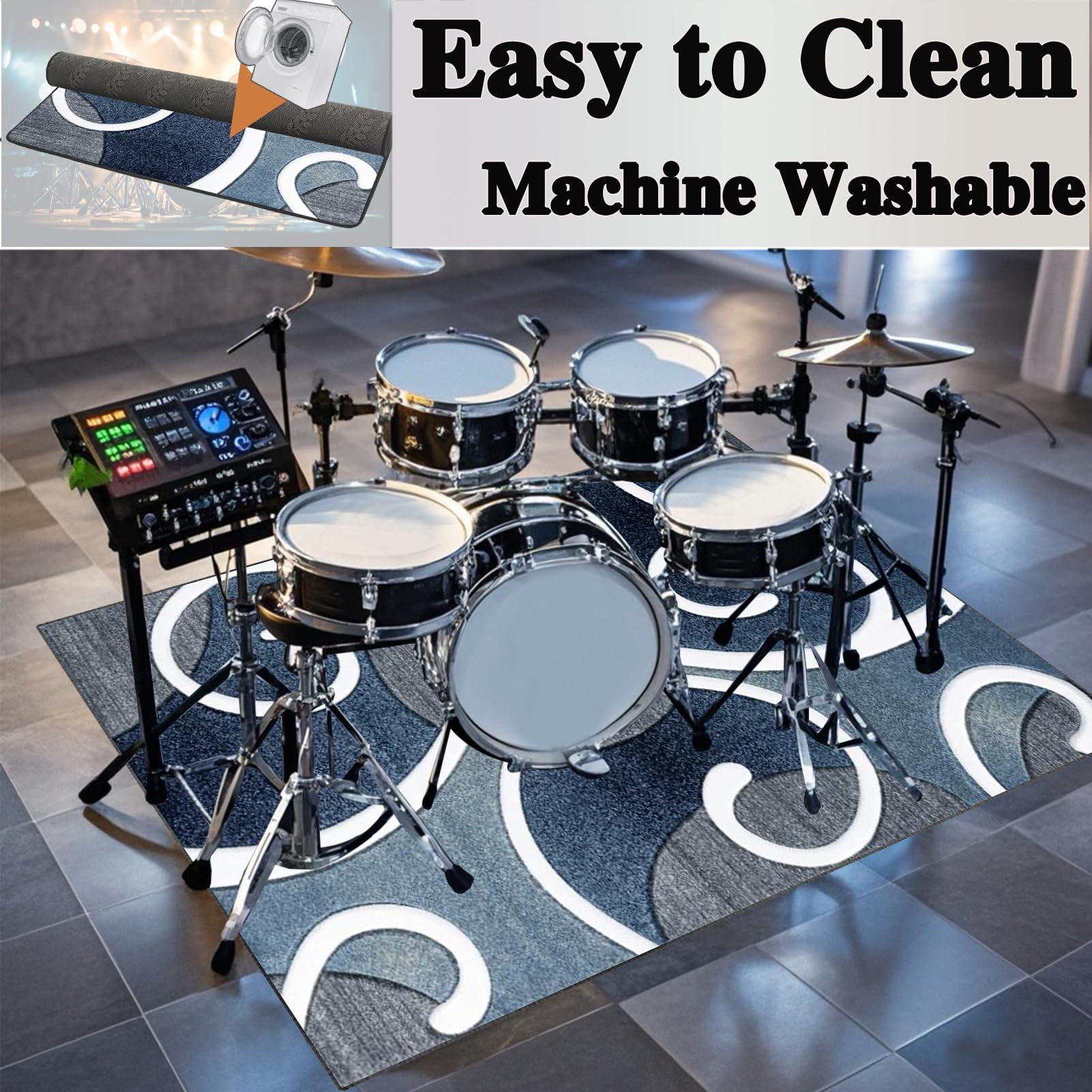 Mata perkusyjna dywanik antypoślizgowy dźwiękoszczelny dywan perkusyjny podkładki do instrumentów muzycznych profesjonalny prostokątny elektroniczny zestaw perkusyjny jazzowy, dywaniki perkusyjne do
