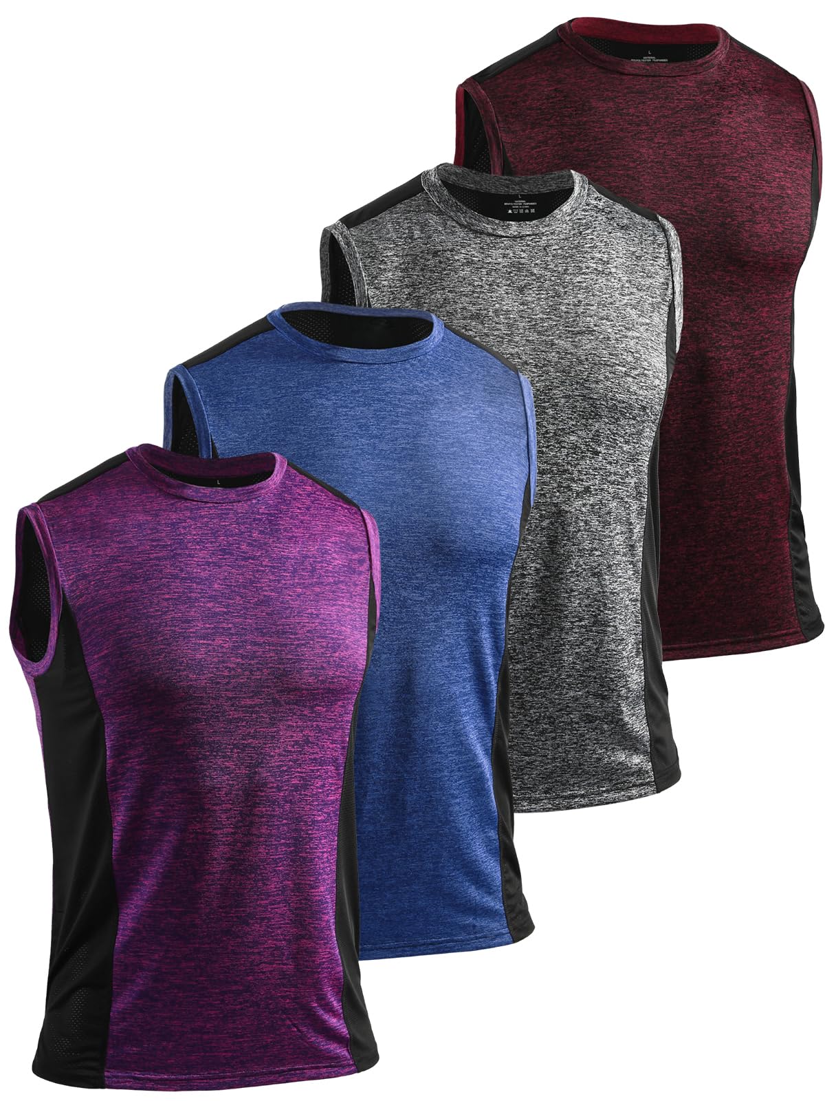 Komfokore 1/4er Pack Herren Workout Tank Tops Ärmellose Schnelltrocknende Gym Muskel Shirts