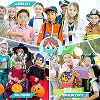 Vista 5 de GIFTINBOX Disfraz de doctor para niños, bata de laboratorio de doctor para niños, estetoscopio real, disfraces de Halloween para niñas para niños