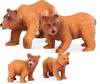 Terra by Battat B Brown Bear Family – Small Brown Bear Animal Figures for Kids 3-Years-Old & Up (4 Pc)