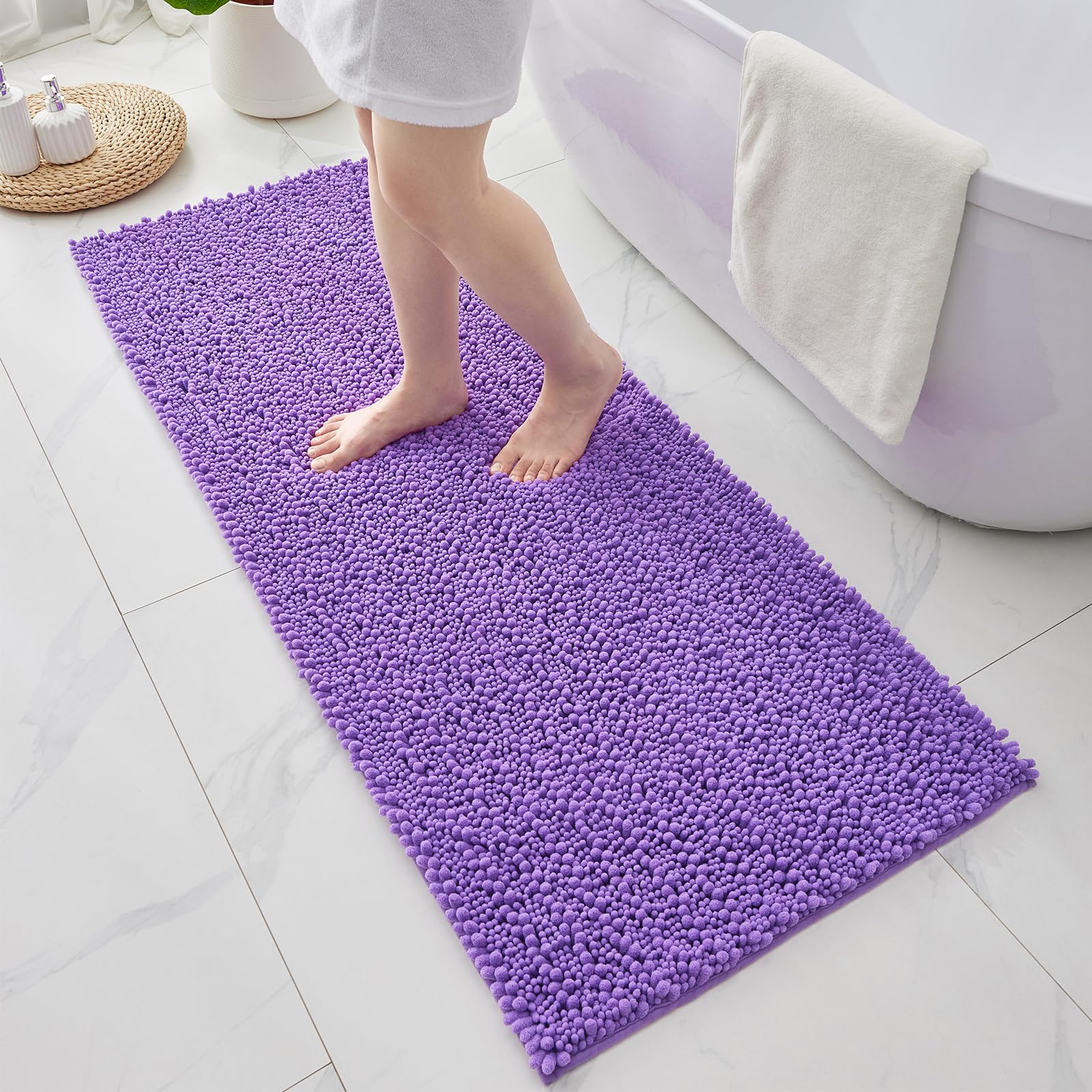 Bathroom Rugs 70x24,Extra Soft Absorbent Chenille Bath Rugs, Purple